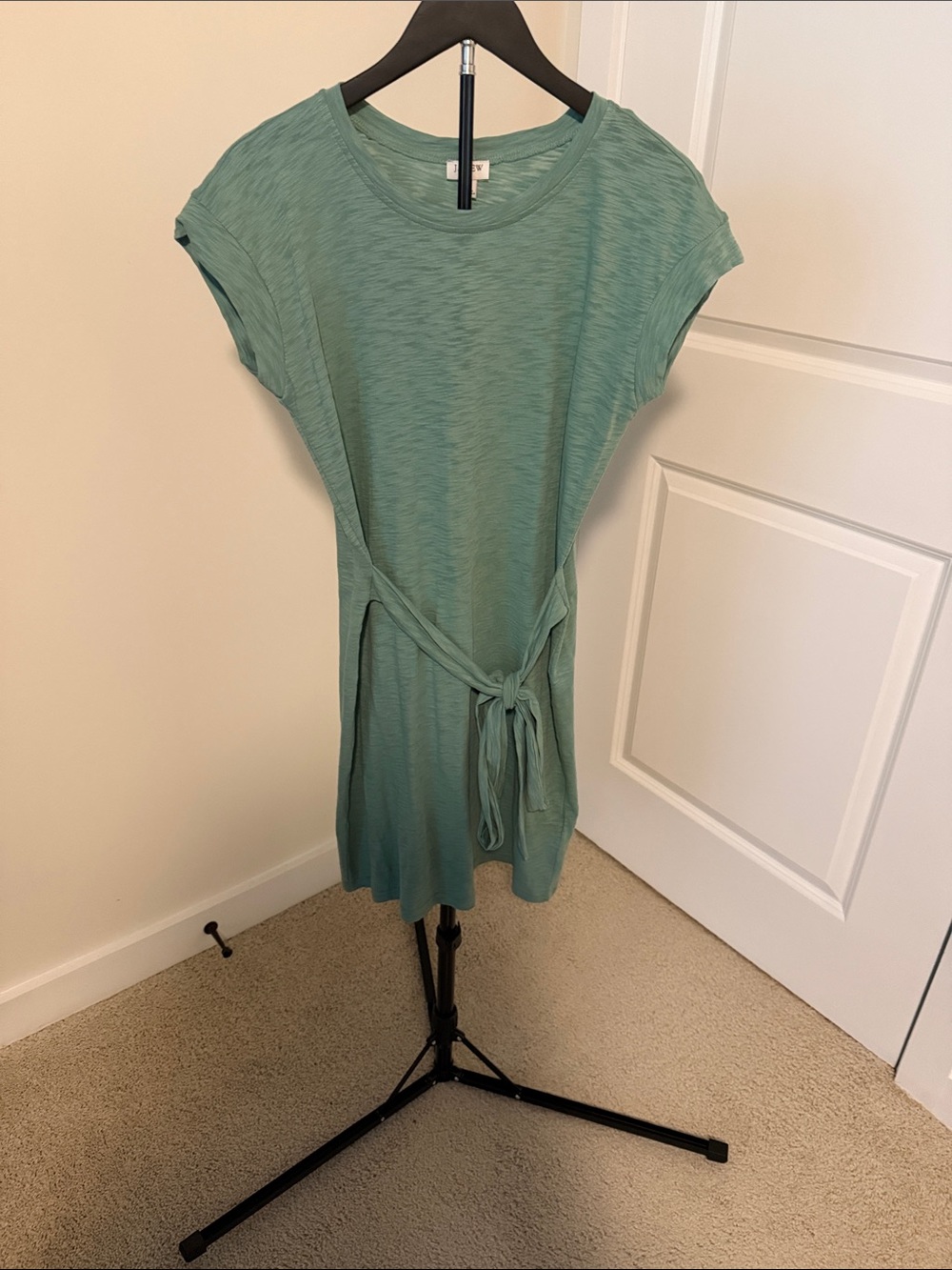 NWT J. Crew Sage Green Short-Sleeve Tie-Waist Dress